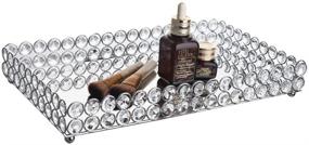 img 4 attached to 💎 Feyarl Large Crystal Vanity Tray for Makeup and Jewelry - Mirrored Trinket Organizer with Glamorous Decorative Perfume Bottle Trays - Perfect for Dresser, Countertop, Wedding, Home Bathroom - Silver (13.7 x 7.87 inch)