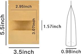 img 1 attached to 🛍️ 100 Pcs Kraft Paper Bags with Window: 3.5" x 5.5" Stand Up Pouches | Zip Lock Food Storage Bags for Packaging Products, Reusable & Sealable