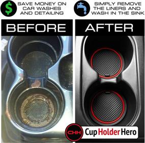 img 1 attached to 🚗 CupHolderHero Honda Civic Accessories 2016-2021: Premium Custom Interior Non-Slip Cup Holder Inserts, Console Liners, Door Pocket Liners (21-pc Set) - Sedan, Red Trim