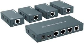 img 4 attached to 🔌 HDMI Extender Splitter 1x4: 1080P@60Hz, Extend up to 165ft (50m) Over CAT5e/CAT6/CAT7 Cable - 4 Channel Transmission with 1 Power Adapter