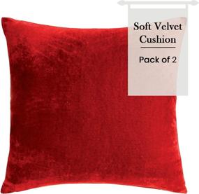 img 3 attached to Essencea Velvet Throw Pillow/Cushion Covers Set of 2 - Solid Color Decorative European Shams in Soft Square Pillowcases with Hidden Zipper - Ideal for Sofa, Bedroom, Living Room, Car - 18 x 18 Inch, Red