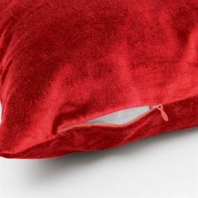 img 2 attached to Essencea Velvet Throw Pillow/Cushion Covers Set of 2 - Solid Color Decorative European Shams in Soft Square Pillowcases with Hidden Zipper - Ideal for Sofa, Bedroom, Living Room, Car - 18 x 18 Inch, Red