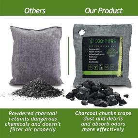 img 1 attached to 🌿 ECO PURE Bamboo Charcoal Air Purifier Bags (Pack of 5, 200g each) - Includes Free Drawstring Black Bag & Hooks - Activated Charcoal Air Purifying, Odor Absorbing, Eliminates Odors - Ideal for Closets, Cars, and Home Air Freshening