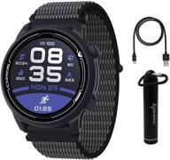 coros pace 2 premium gps sport watch with nylon band, heart rate monitor, extended 30-hour gps battery life, barometer, ant+ & ble connections, wearable4u power bank bundle (navy - nylon strap) logo