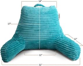 img 1 attached to 🛋️ Nestl Cut Plush Striped Reading Pillow for Kids & Teens: The Perfect Medium Back Support Pillow with Arms in Teal