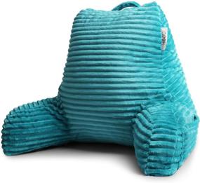 img 3 attached to 🛋️ Nestl Cut Plush Striped Reading Pillow for Kids & Teens: The Perfect Medium Back Support Pillow with Arms in Teal