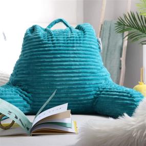 img 2 attached to 🛋️ Nestl Cut Plush Striped Reading Pillow for Kids & Teens: The Perfect Medium Back Support Pillow with Arms in Teal