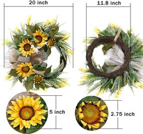 img 3 attached to 🌻 U'Artlines Artificial Sunflower Wreath: Stunning Autumn Front Door Garland for Home Party Window Wall Decoration (20'' with Bowknot)