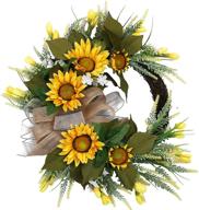 🌻 u'artlines artificial sunflower wreath: stunning autumn front door garland for home party window wall decoration (20'' with bowknot) логотип