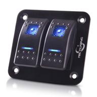 mictuning 2 gang rocker switch panel: blue led light, on/off toggle switch for car boat truck - 12 24v 5 pin logo