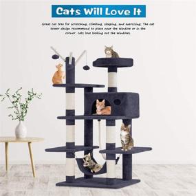 img 3 attached to 56-Inch FDW Cat Tree Tower Condo: Ultimate Playground Cage for Kittens & Cats with Multi-Level Activity Center & Plush Perches