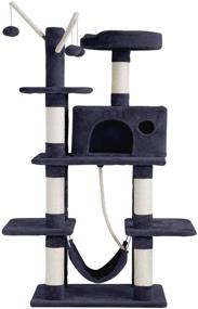 img 4 attached to 56-Inch FDW Cat Tree Tower Condo: Ultimate Playground Cage for Kittens & Cats with Multi-Level Activity Center & Plush Perches