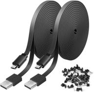 🔌 high-quality 2 pack 26ft power extension cable for wyzecam, wyzecam pan, kasacam indoor, nestcam indoor, yi camera, blink - usb to micro usb durable charging cord for security camera - includes wire clips (black) logo