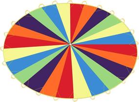 img 4 attached to 🪂 Sonyabecca Kids Cooperative Team Building Games: Play Parachute - 9ft/10ft/20ft Options with Handles