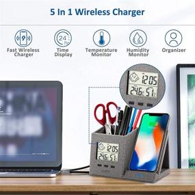 img 1 attached to 🔌 Lecone 10W Wireless Charger Desk Organizer Pencil Pen Holder Digital Clock – Compatible with iPhone 12 Pro Mini 11 X XS MAX XR 8 Plus, Samsung S7 Edge S8 S9 Plus – Home & Office Desk Organization