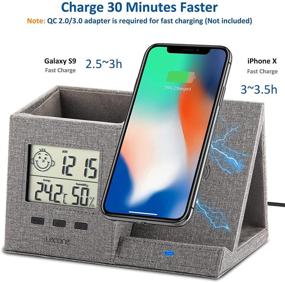 img 2 attached to 🔌 Lecone 10W Wireless Charger Desk Organizer Pencil Pen Holder Digital Clock – Compatible with iPhone 12 Pro Mini 11 X XS MAX XR 8 Plus, Samsung S7 Edge S8 S9 Plus – Home & Office Desk Organization