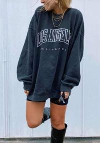 img 2 attached to 👚 Los Angeles California Women's Oversized Sweatshirt - Casual Loose Pullover Tops with Long Sleeves
