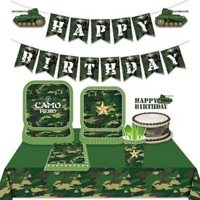 img 4 attached to LaVenty Birthday Supplies Camouflage Banner