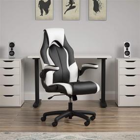 img 2 attached to 🎮 OFM ESS Collection High-Back Racing Style Bonded Leather Gaming Chair - White (ESS-3086-WHT): Performance, Style, and Comfort Combined