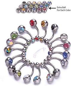 img 3 attached to BodyJ4You 18-Piece Belly Button Rings Navel Piercing Set with Curved Banana Barbells, 18 Replacement Balls Pack, 14G Surgical Stainless Steel, CZ Crystal, Jewelry for Girls, Women, Teens - Ideal Gift for Belly Piercing Enthusiasts