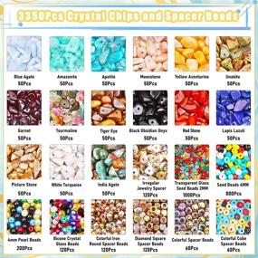 img 4 attached to 💎 GACUYI 15-Color Irregular Crystal Chip Beads: Complete 3350Pcs Gemstones Kit with Seed Bead, Spacers, Findings, and Tools for Earrings, Necklaces, and Bracelets Making