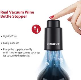 img 2 attached to 🍾 Wine Stoppers, Kollea Vacuum Wine Bottle Stoppers with Time Scale - Reusable Wine Preserver, Wine Saver & Corks, Best Gift for Wine Lovers (2 Pack, Black)