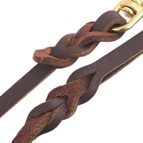 img 3 attached to 🐶 Braided Leather Dog Training Leash: Guiding Star Brown 10ft with Copper Hook - Heavy Duty Leash for Large, Medium, and Small Dogs - Two Sizes Available