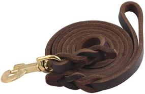 img 4 attached to 🐶 Braided Leather Dog Training Leash: Guiding Star Brown 10ft with Copper Hook - Heavy Duty Leash for Large, Medium, and Small Dogs - Two Sizes Available