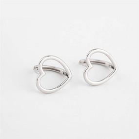 img 2 attached to 💖 Sterling Silver Sweet Heart Small Hoop Earrings: Trendy Minimalist Love Cuffs for Women & Girls - Ideal Xmas & Birthday Gift