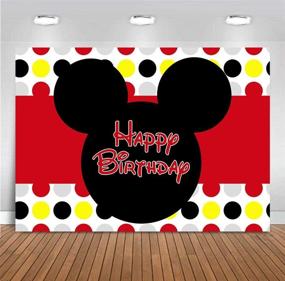 img 3 attached to Vibrant Red Polka Dots Photography Backdrop: Children's Happy 1st Birthday Decoration Photo Background in Vinyl, 7x5ft. Cartoon Mouse Banner, Ideal for Baby Shower Party Supplies, Cake Table, Photo Booth, and Studio Props.