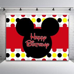 img 2 attached to Vibrant Red Polka Dots Photography Backdrop: Children's Happy 1st Birthday Decoration Photo Background in Vinyl, 7x5ft. Cartoon Mouse Banner, Ideal for Baby Shower Party Supplies, Cake Table, Photo Booth, and Studio Props.