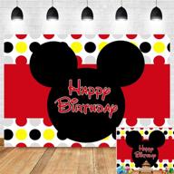 vibrant red polka dots photography backdrop: children's happy 1st birthday decoration photo background in vinyl, 7x5ft. cartoon mouse banner, ideal for baby shower party supplies, cake table, photo booth, and studio props. logo