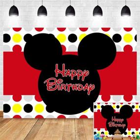 img 4 attached to Vibrant Red Polka Dots Photography Backdrop: Children's Happy 1st Birthday Decoration Photo Background in Vinyl, 7x5ft. Cartoon Mouse Banner, Ideal for Baby Shower Party Supplies, Cake Table, Photo Booth, and Studio Props.