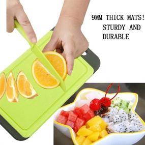 img 1 attached to 🔪 Svenee Mini Kitchen Cutting Board Mats - BPA Free, Dishwasher Safe, Non Porous, Juice Grooves, Thicker Boards, Easy Grip Handle