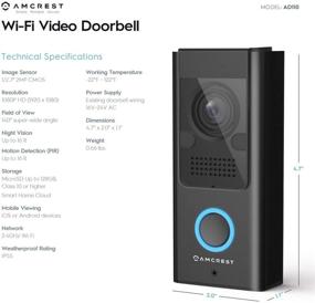 img 2 attached to 🚪 Amcrest 1080P Video Doorbell Camera Pro: Ultimate Outdoor Smart Home WiFi Doorbell Camera with Wired Power, PIR Motion Detect, RTSP, IP55 Weatherproof, MicroSD Card, 2-Way Audio, 140º Wide-Angle AD110