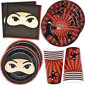 img 2 attached to 🥷 Ninja Warrior Party Supplies Set - 24 Count 9-inch Paper Plates, 24 Count 7-inch Plates, 24 Count 9 Oz Cups, 50 Count Lunch Napkins - Ideal for Ninjas, Masters, Warriors - Sword Theme, Samurai, Karate, Martial Arts - Disposable Birthday Decoration