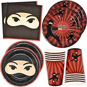 img 3 attached to 🥷 Ninja Warrior Party Supplies Set - 24 Count 9-inch Paper Plates, 24 Count 7-inch Plates, 24 Count 9 Oz Cups, 50 Count Lunch Napkins - Ideal for Ninjas, Masters, Warriors - Sword Theme, Samurai, Karate, Martial Arts - Disposable Birthday Decoration