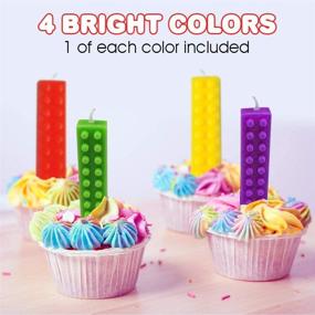 img 1 attached to Colorful Building Block Birthday Cake Candles - Pack of 4 - Brick Party Themed Candles 🎂 in Red, Yellow, Green, and Blue - Ideal Building Block Birthday Party Supplies and Decoration by ArtCreativity