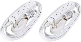img 4 attached to 🔌 White Power Strip with 3 Outlets, 6-Foot Cord, and Flat Plug - UL Listed, 2-Pack by Rosewill RHSP-17003