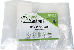 img 3 attached to 🥡 FoodVacBags 8x12 Liquid Block Quart Vacuum Sealer Bags - Superior Moisture Barrier with Absorbent Cellulose Strip (Pack of 50)