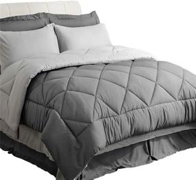img 4 attached to 😴 Bedsure Queen Comforter Set - 8 Piece Reversible Bed Set Bed in A Bag Queen – Grey Queen Bedding Sets: Comforters, Sheets, Pillowcases & Shams Included