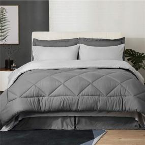 img 3 attached to 😴 Bedsure Queen Comforter Set - 8 Piece Reversible Bed Set Bed in A Bag Queen – Grey Queen Bedding Sets: Comforters, Sheets, Pillowcases & Shams Included