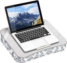 img 2 attached to LapGear Designer Lap Desk With Phone Holder And Device Ledge - Gray Damask - Up To 15