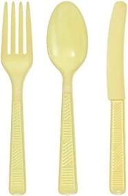 img 4 attached to Vibrant Party Dimensions Plastic Cutlery in Yellow - Perfect for Your Next Celebration!