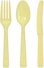 img 1 attached to Vibrant Party Dimensions Plastic Cutlery in Yellow - Perfect for Your Next Celebration!