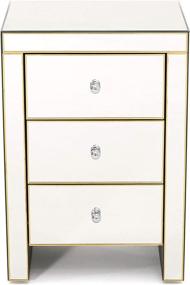 img 4 attached to 🌟 Lenorr Mirrored 3-Drawer Side Table by Christopher Knight Home - Mirror/Gold