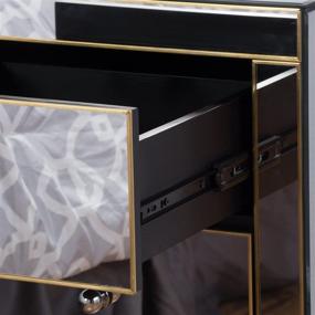 img 2 attached to 🌟 Lenorr Mirrored 3-Drawer Side Table by Christopher Knight Home - Mirror/Gold