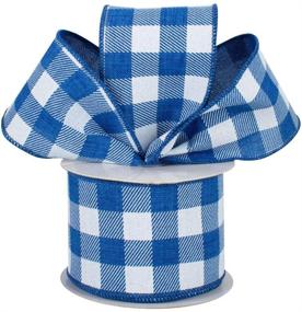 img 1 attached to Navy Blue Gingham Wired Ribbon