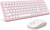 🌸 2.4ghz compact full size ergonomic wireless keyboard and mouse combo - rose pink for windows, laptop, pc, desktop, computer, notebook logo