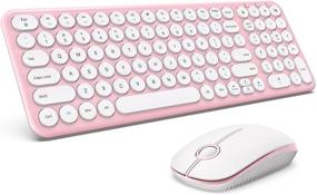 img 4 attached to 🌸 2.4GHz Compact Full Size Ergonomic Wireless Keyboard and Mouse Combo - Rose Pink for Windows, Laptop, PC, Desktop, Computer, Notebook